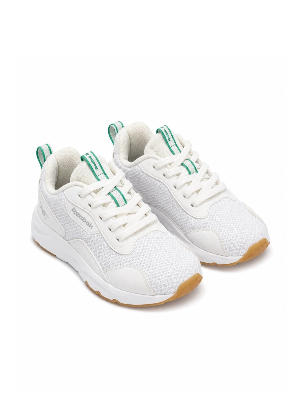Reebok Kids White Sneakers with Green Trim